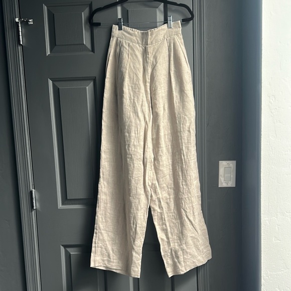 Faithfull the Brand Tan Linen Trousers Wide-Leg - Picture 1 of 5